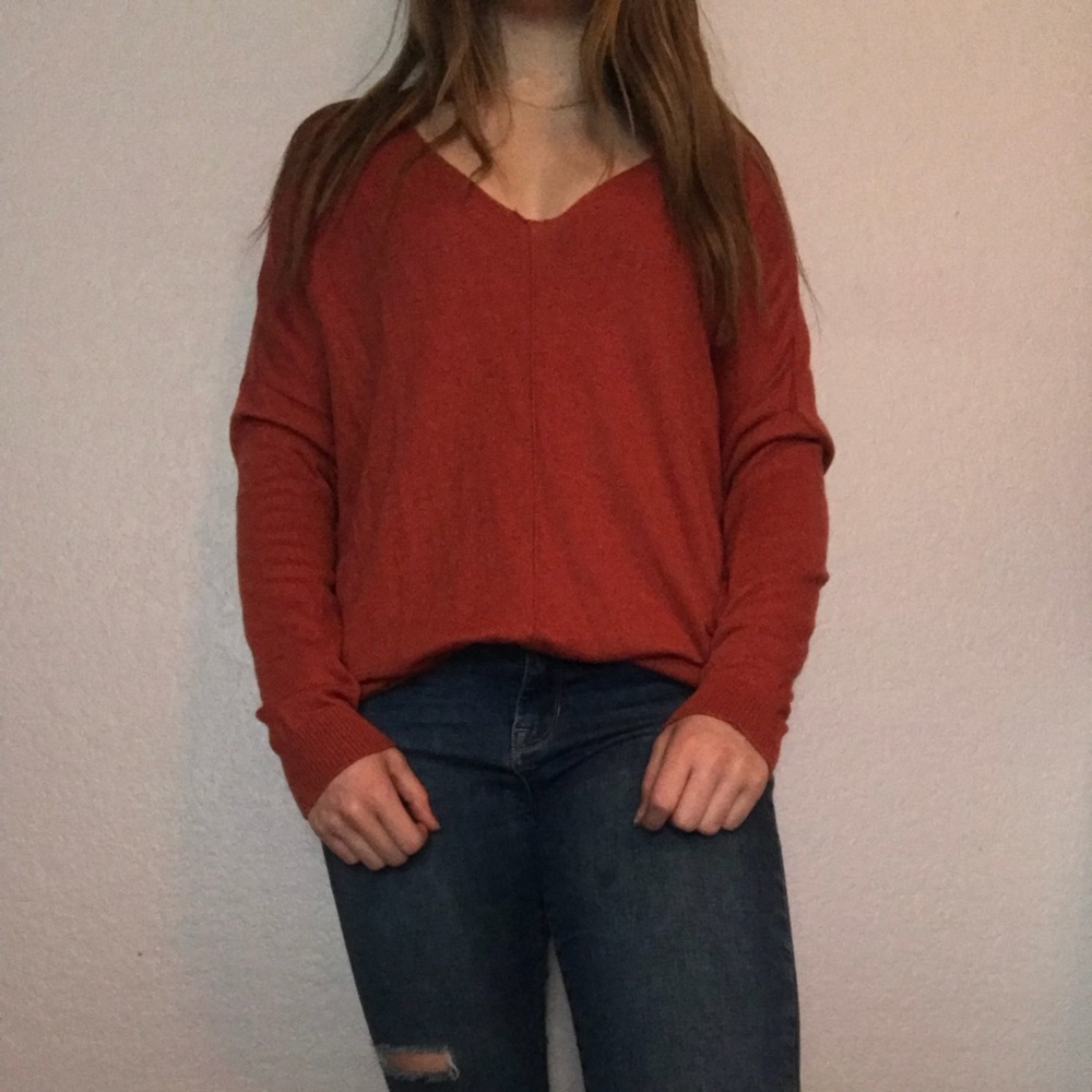 Orange Leith V-Neck Sweater